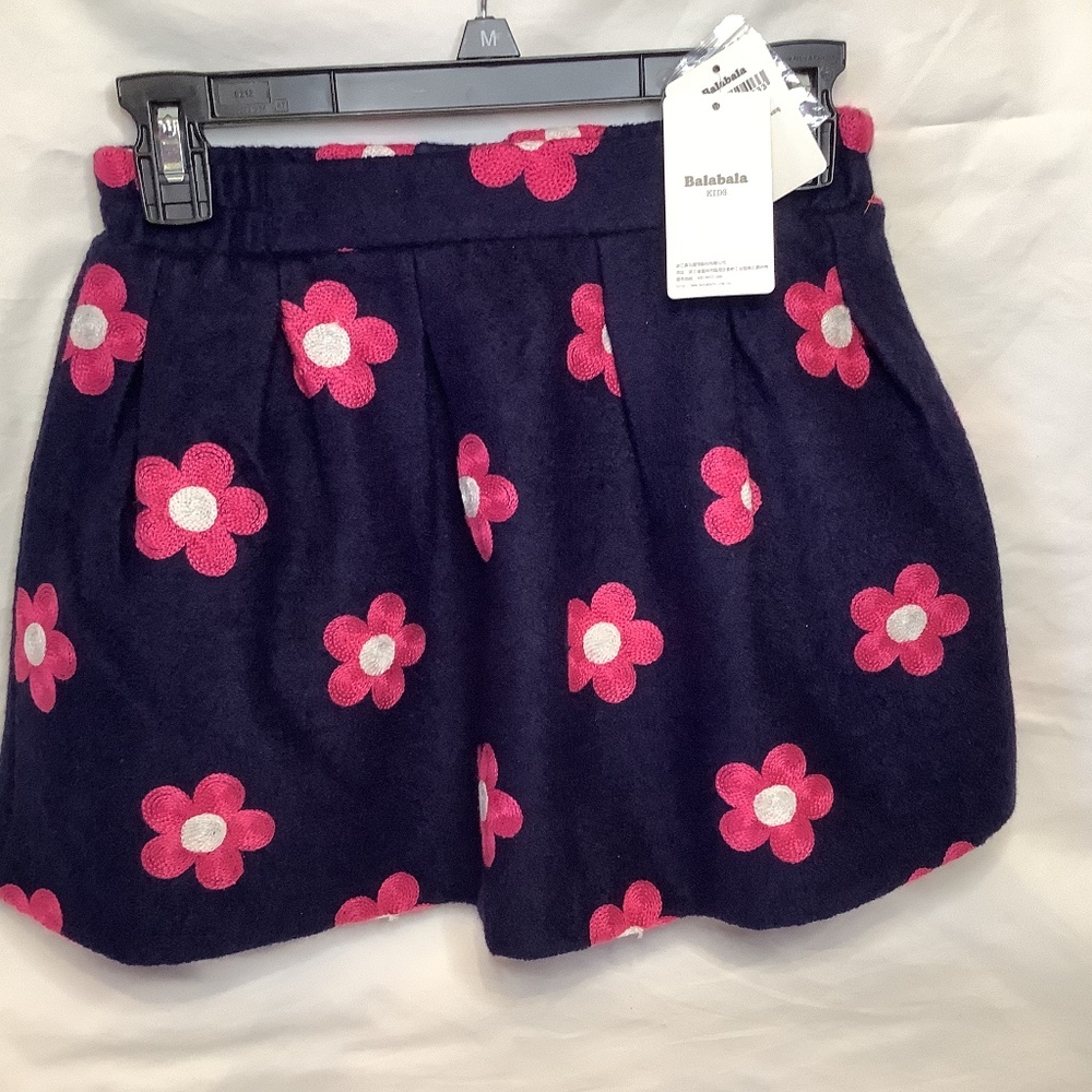 NWT Balabala wool embroidered girls skirt navy pink beautiful